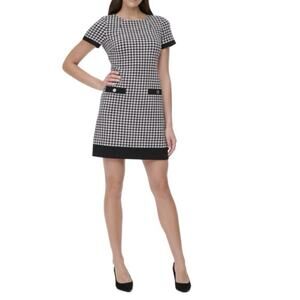 Tommy Hilfiger Houndstooth Sheath Dress XL Academia Prep Twee Retro 60s Mini